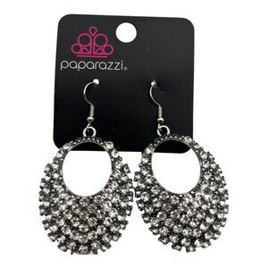 Paparazzi‎ Jewelry Fierce Flash White Earrings Drop Rhinestones For Women